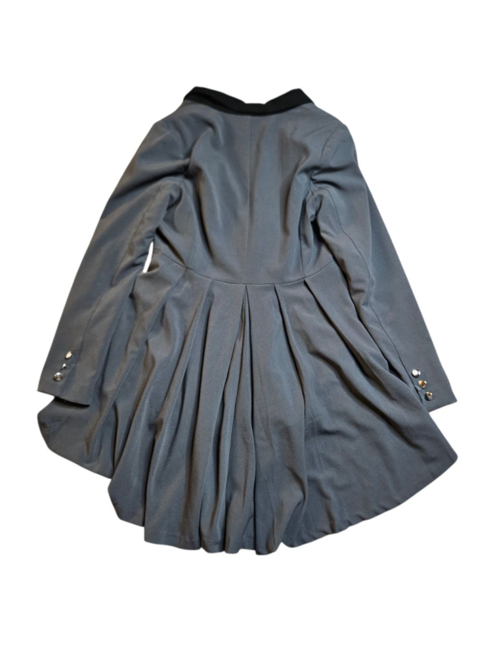 VENUS 8 Gray High Low Peplum Ruffle Back Blazer - Picture 3 of 10